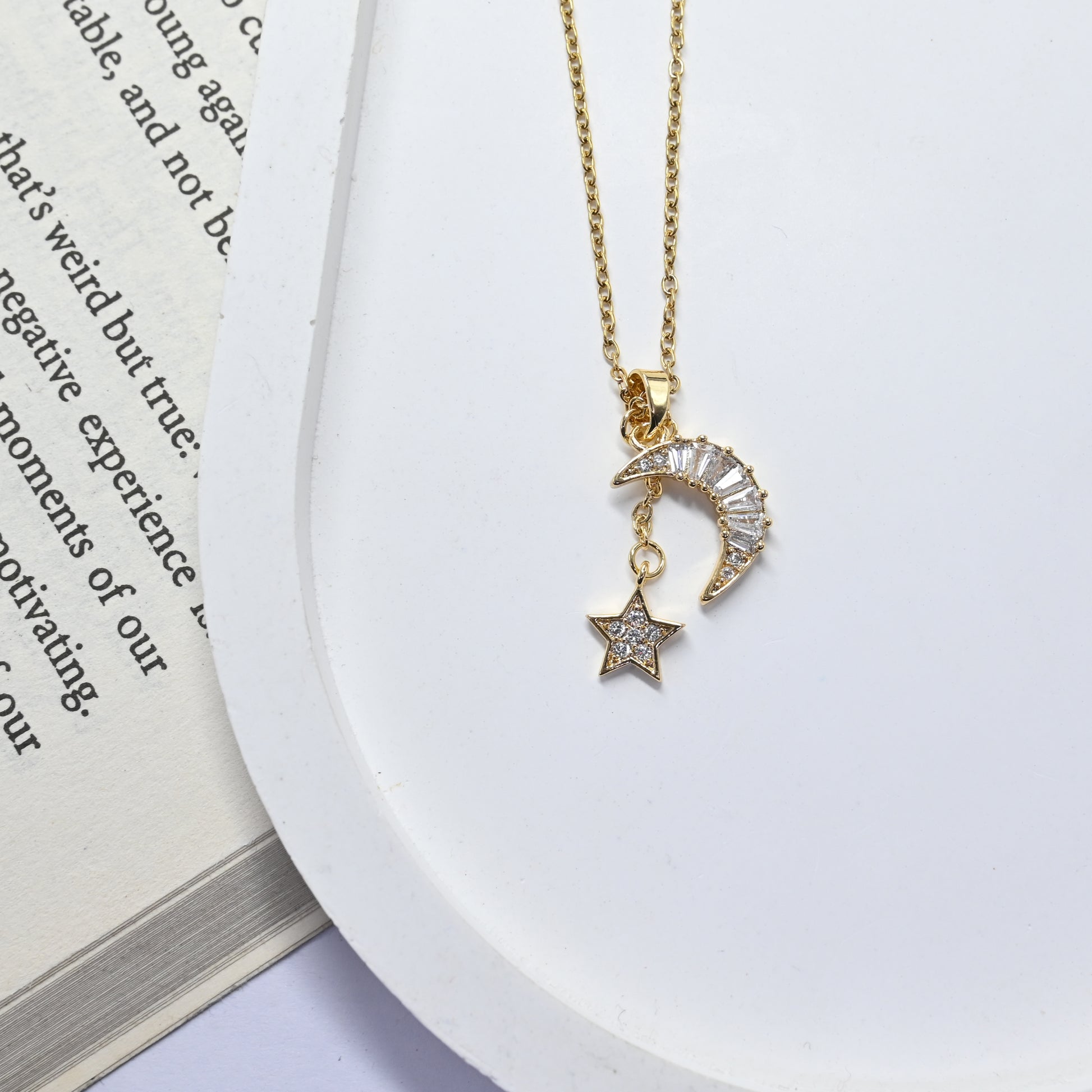 Moon Star Drop Necklace