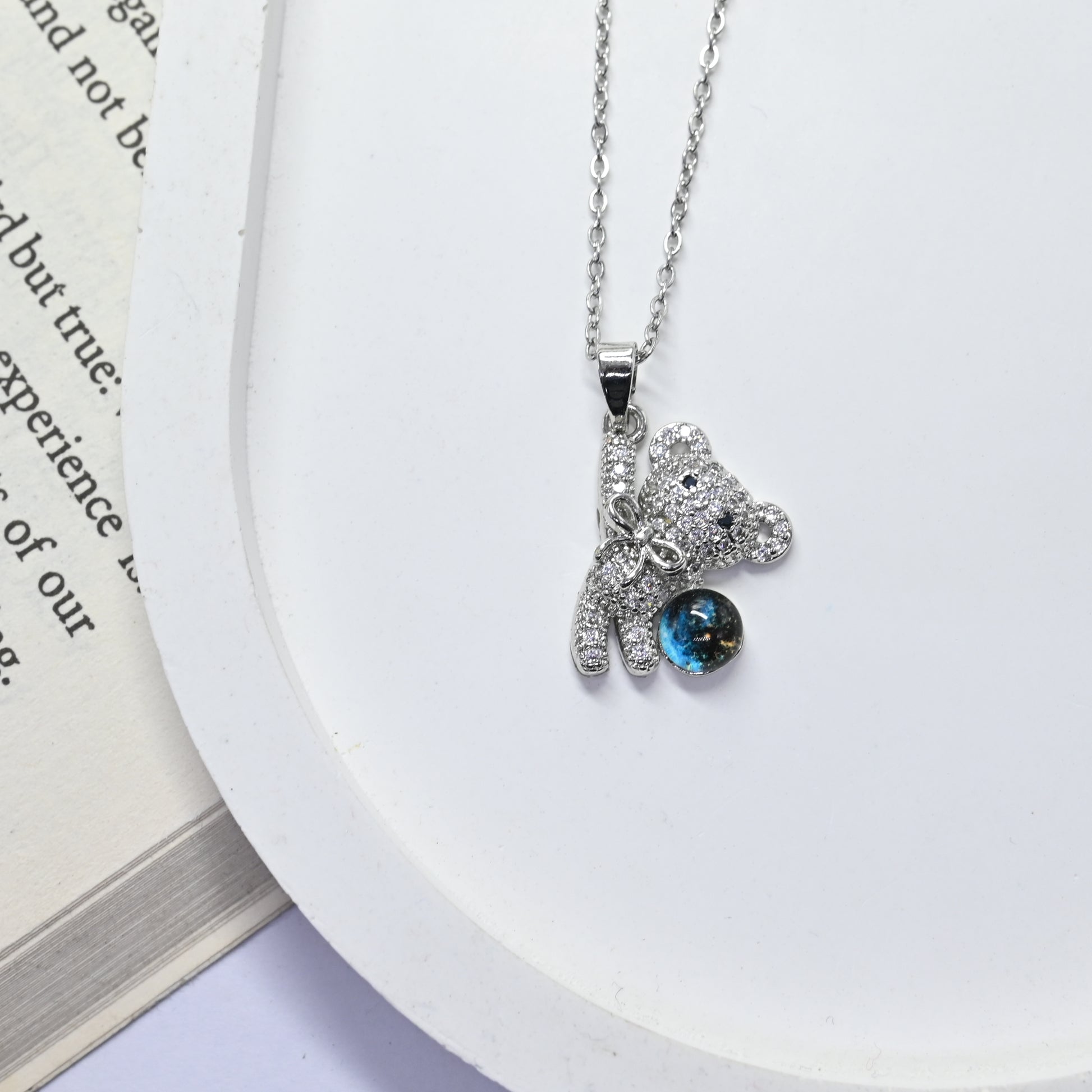Blue Moon Bear Necklace