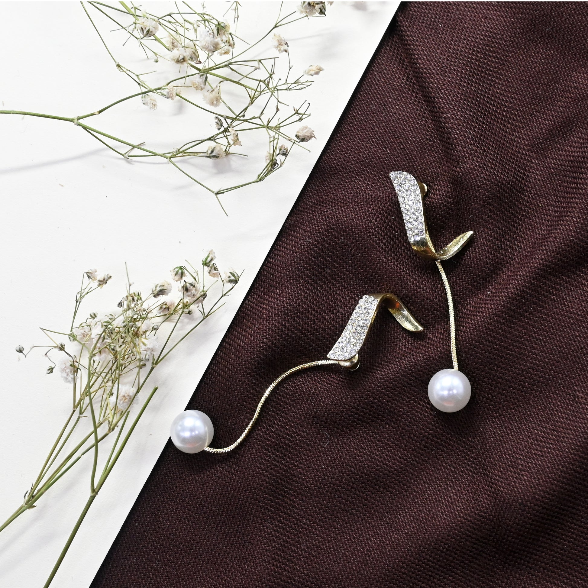 Hanging Pearl Stud Earrings
