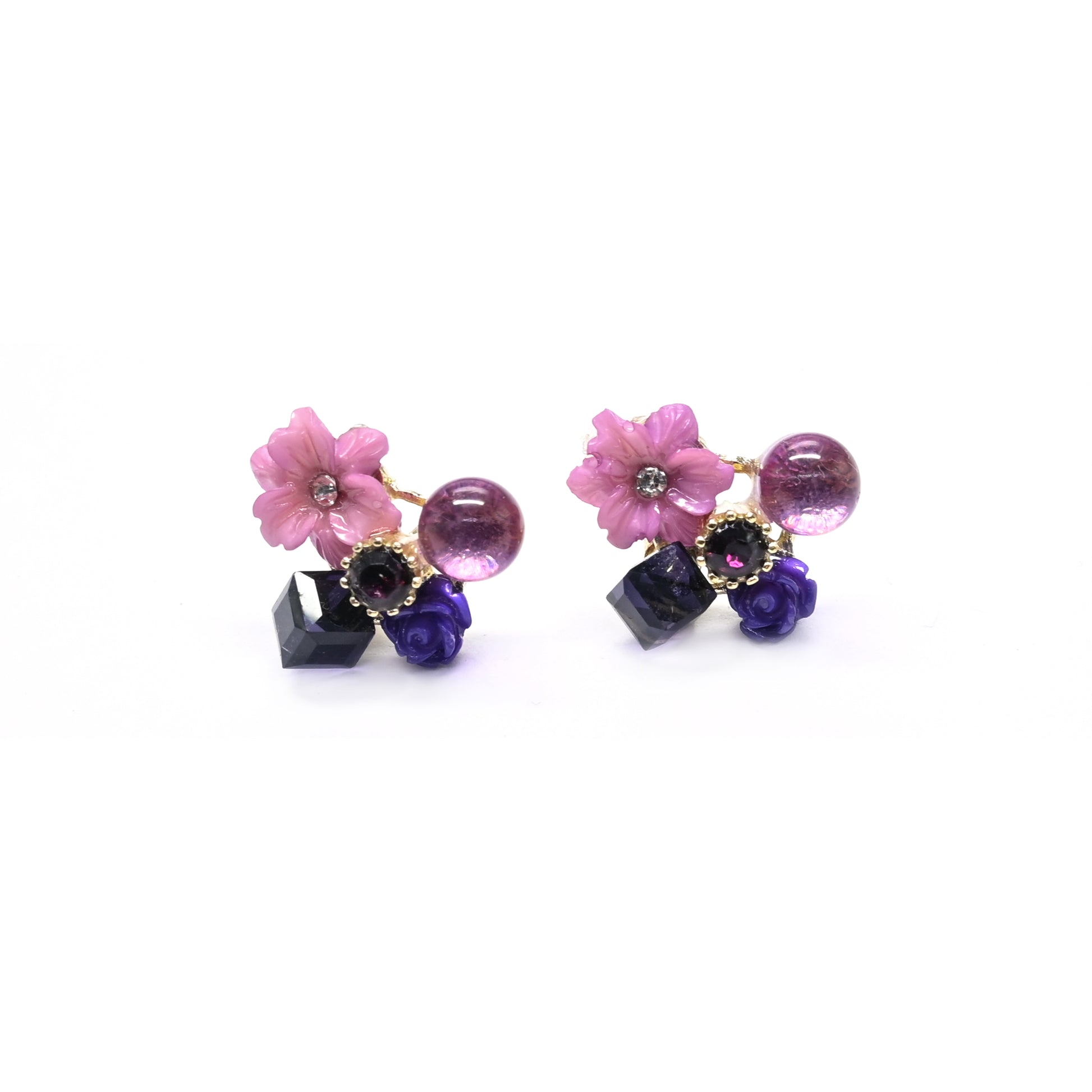 Purple Florette Stud Earrings