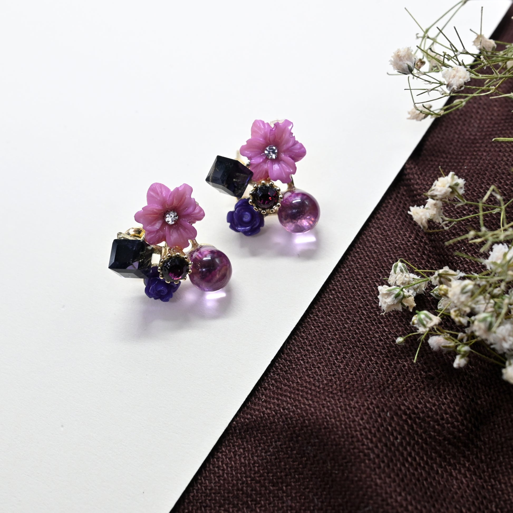 Purple Florette Stud Earrings