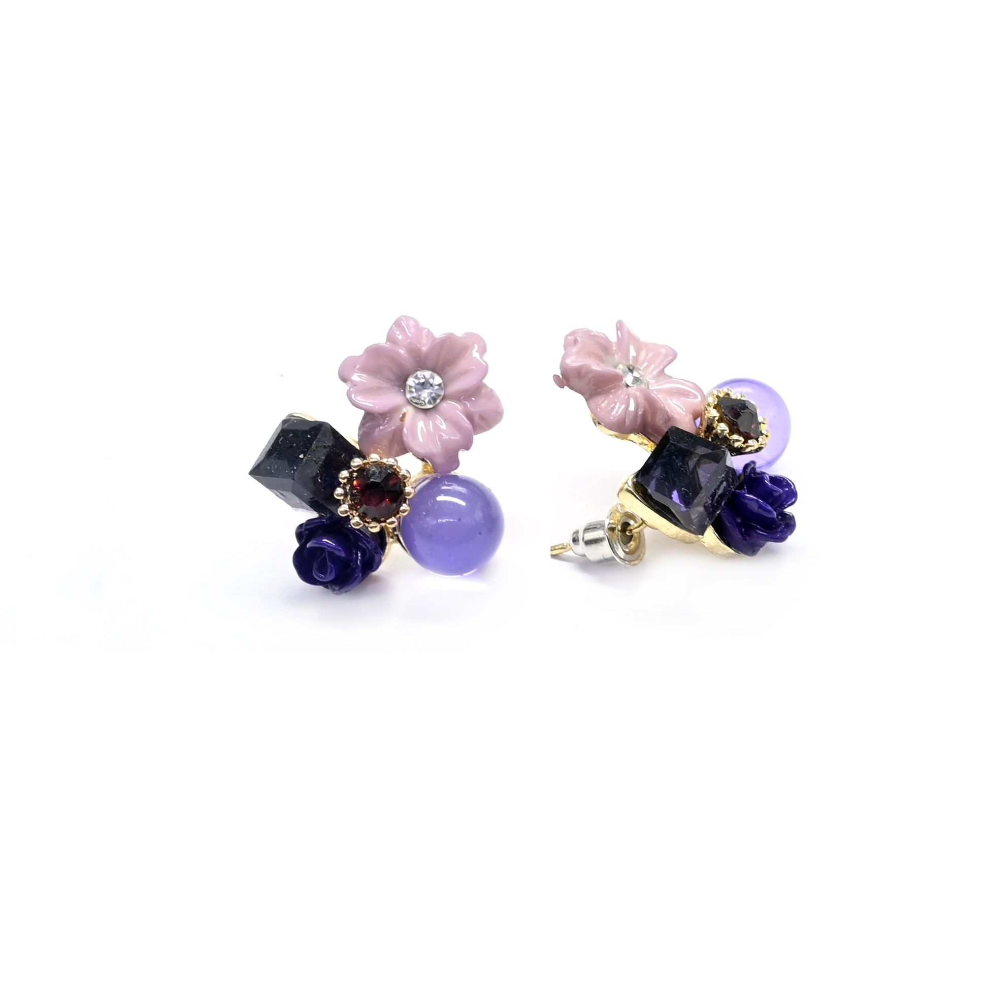 Purple Florette Stud Earrings
