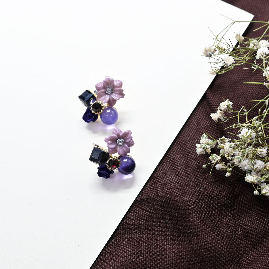 Purple Florette Stud Earrings
