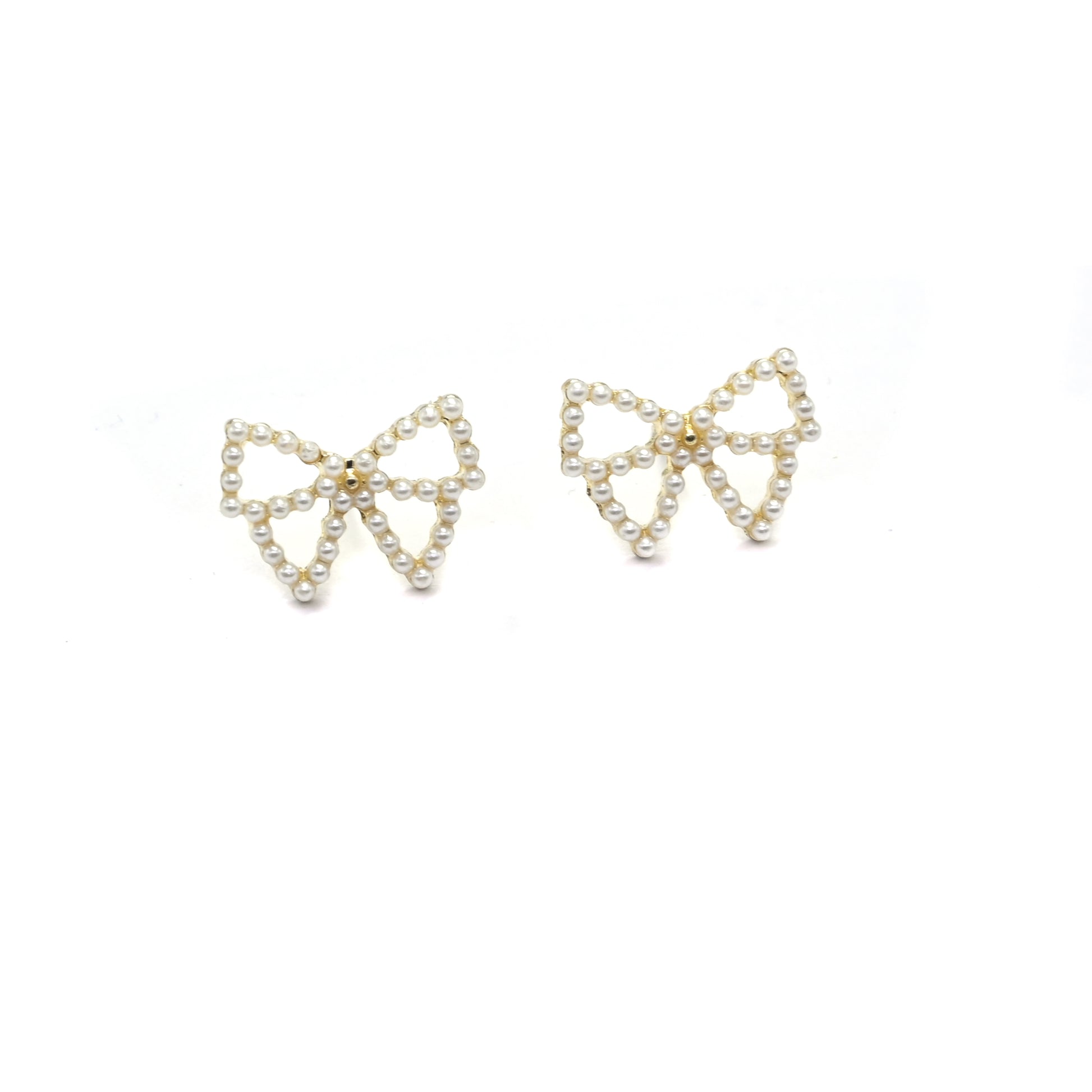 Pearl Bow Stud Earrings