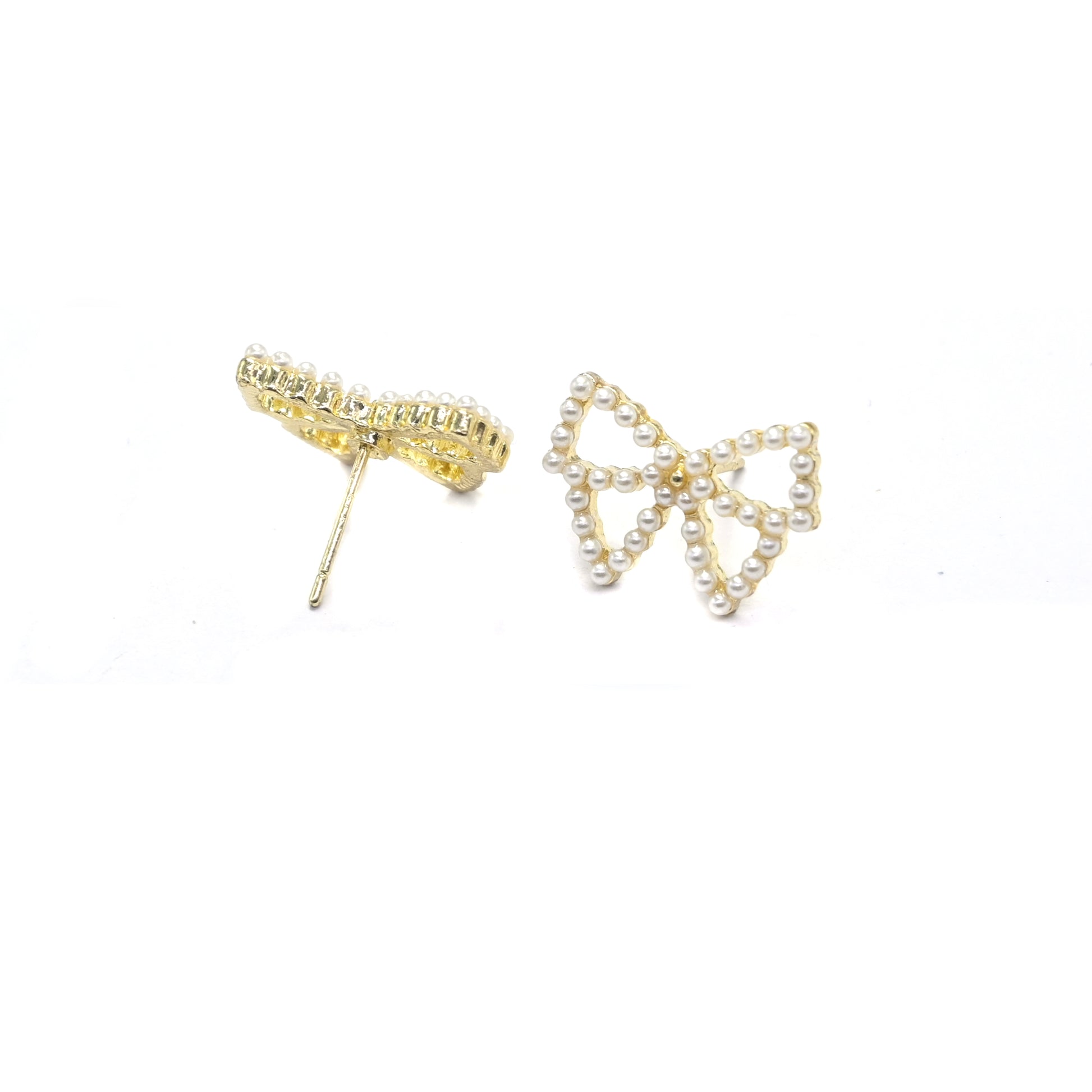 Pearl Bow Stud Earrings