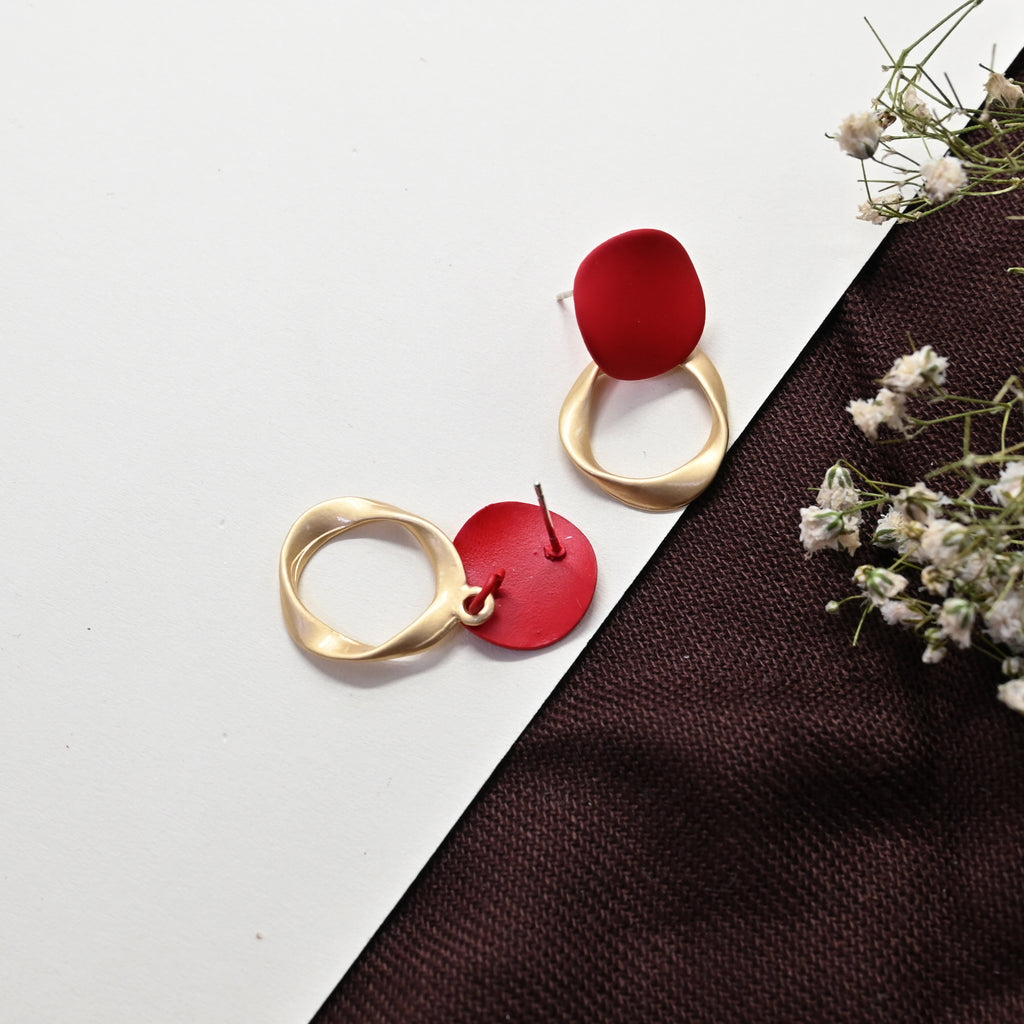 Scarlet Spark Stud Earrings