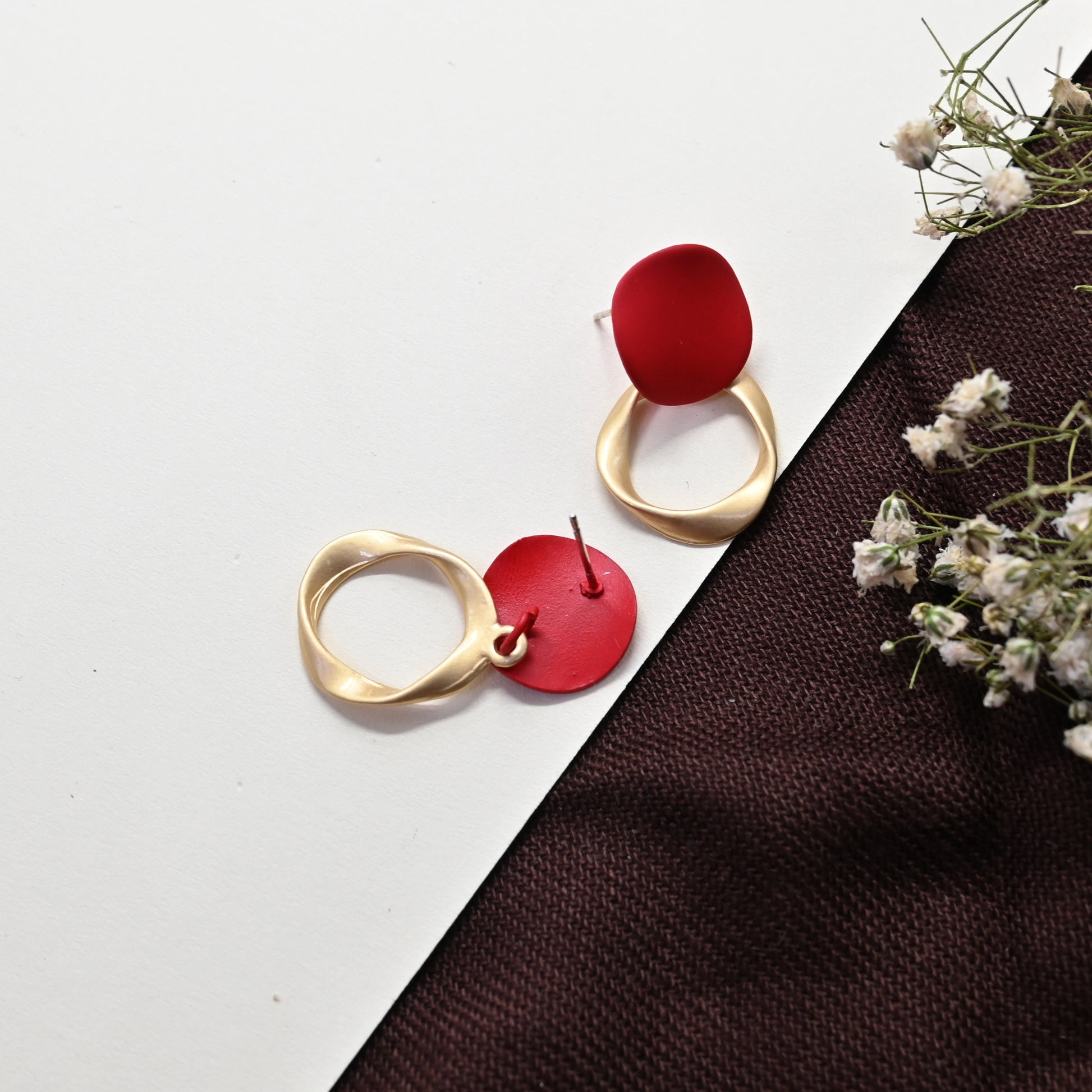 Scarlet Spark Stud Earrings