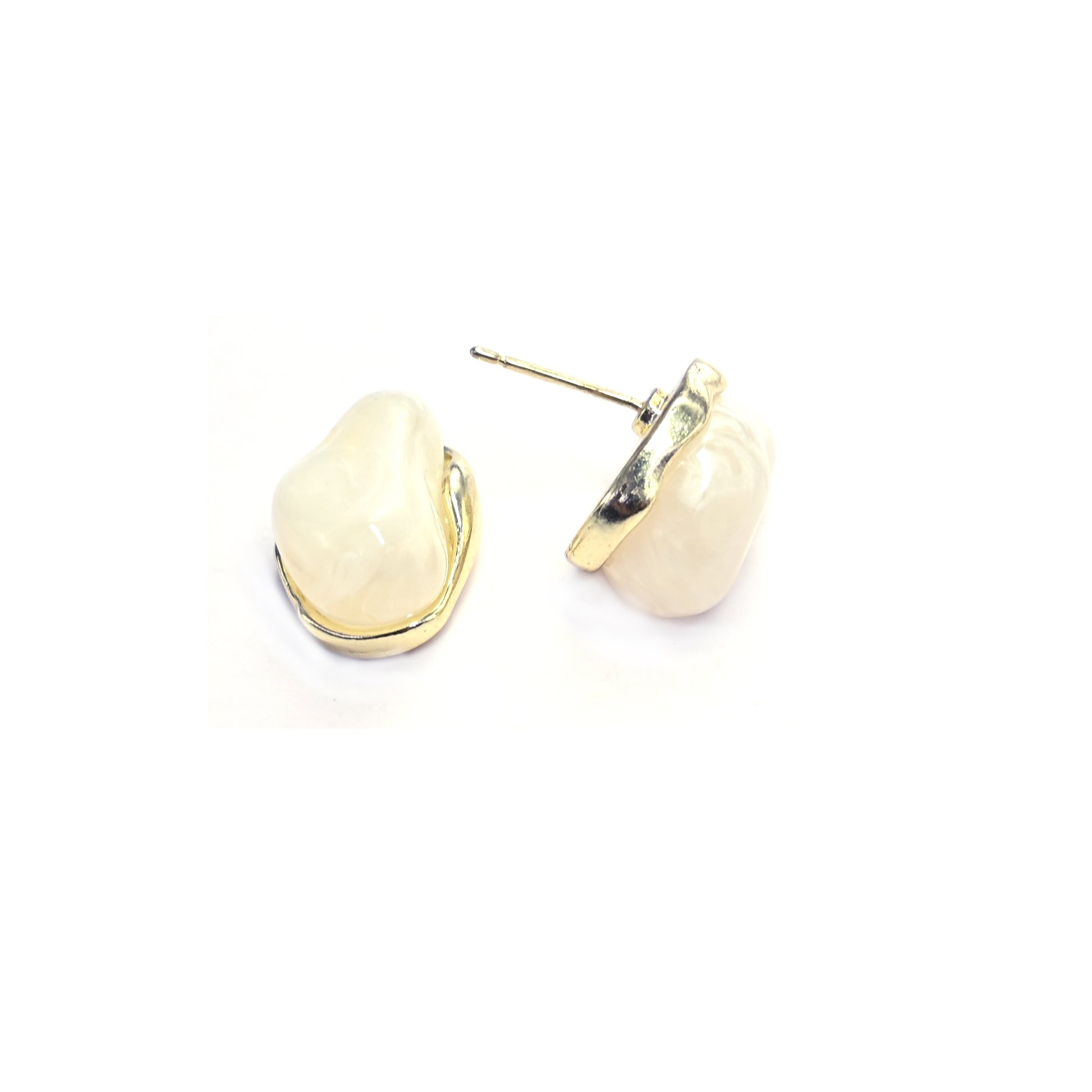 White Drop Stud Earrings