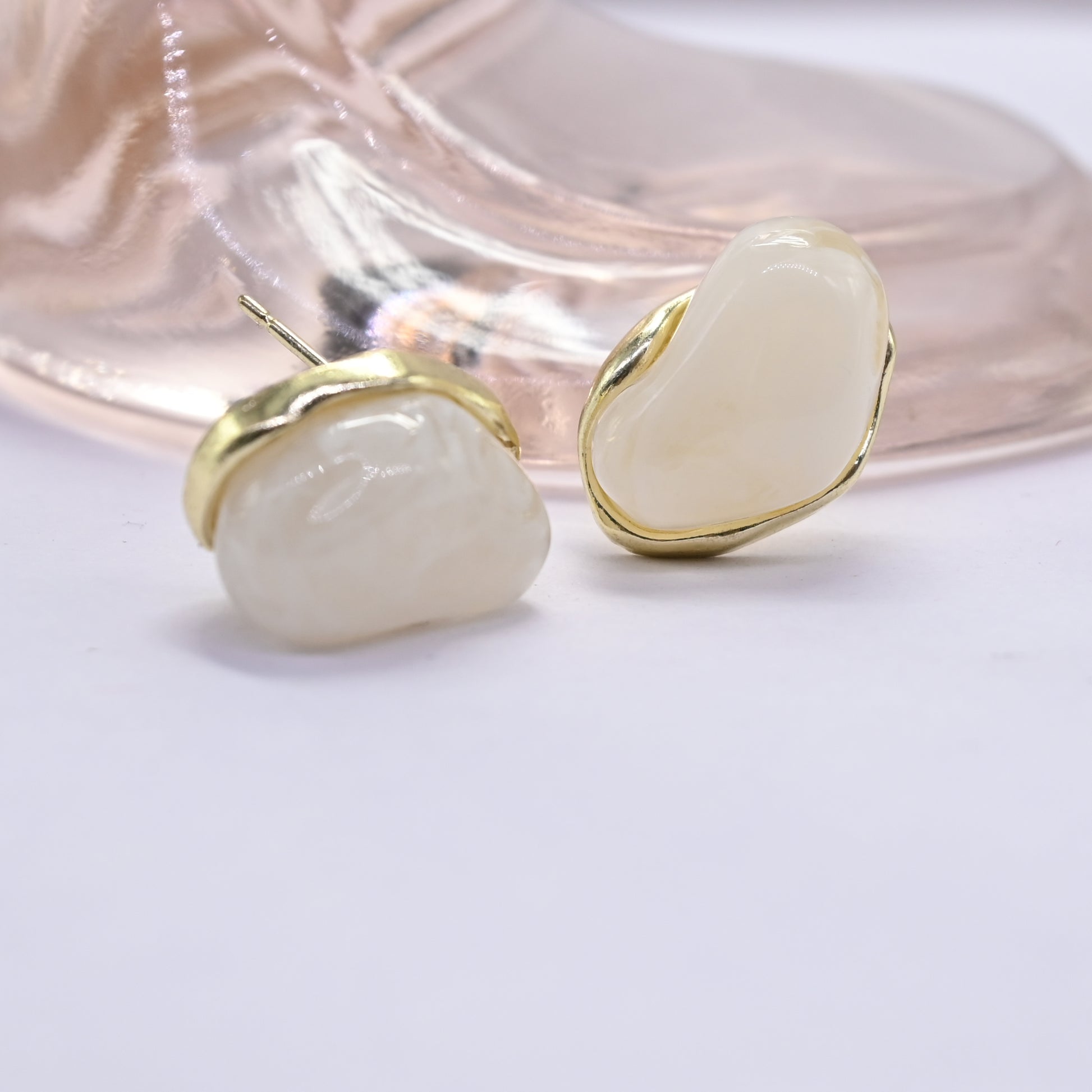White Drop Stud Earrings