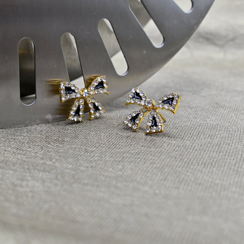 Black Bow Stud Earrings