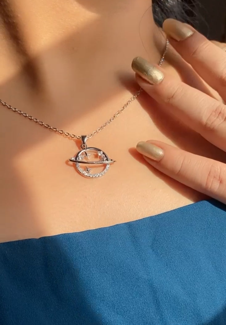 Silver Saturn Necklace