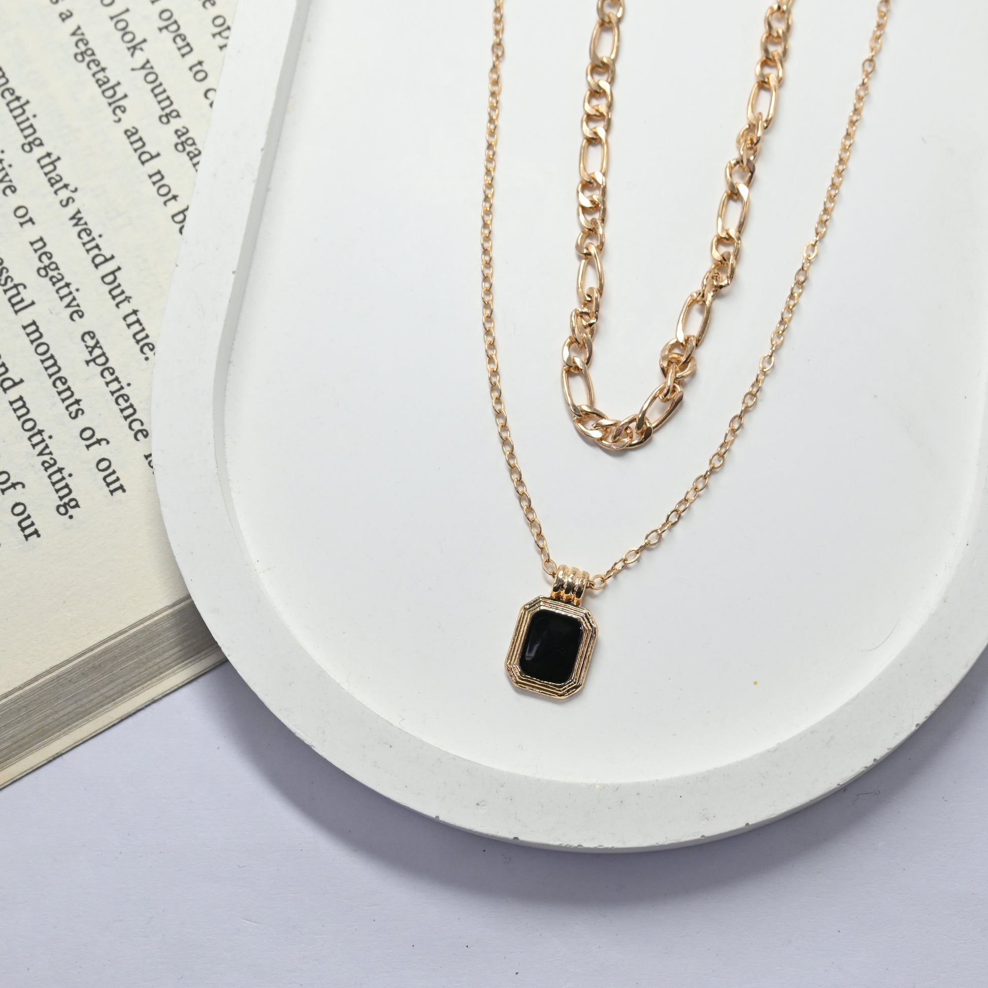 Midnight Cube Layered Necklace