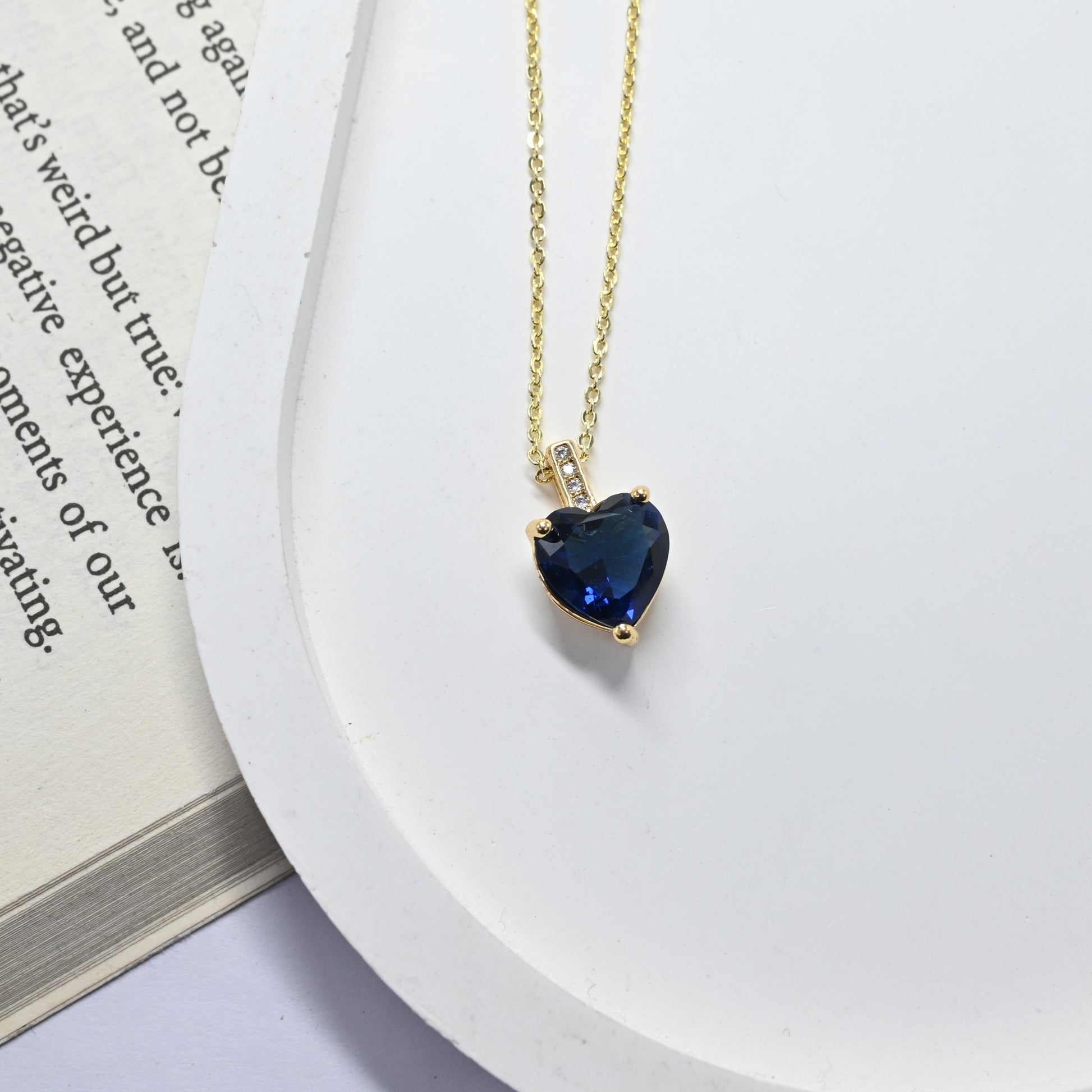 Dainty Blue Heart Necklace
