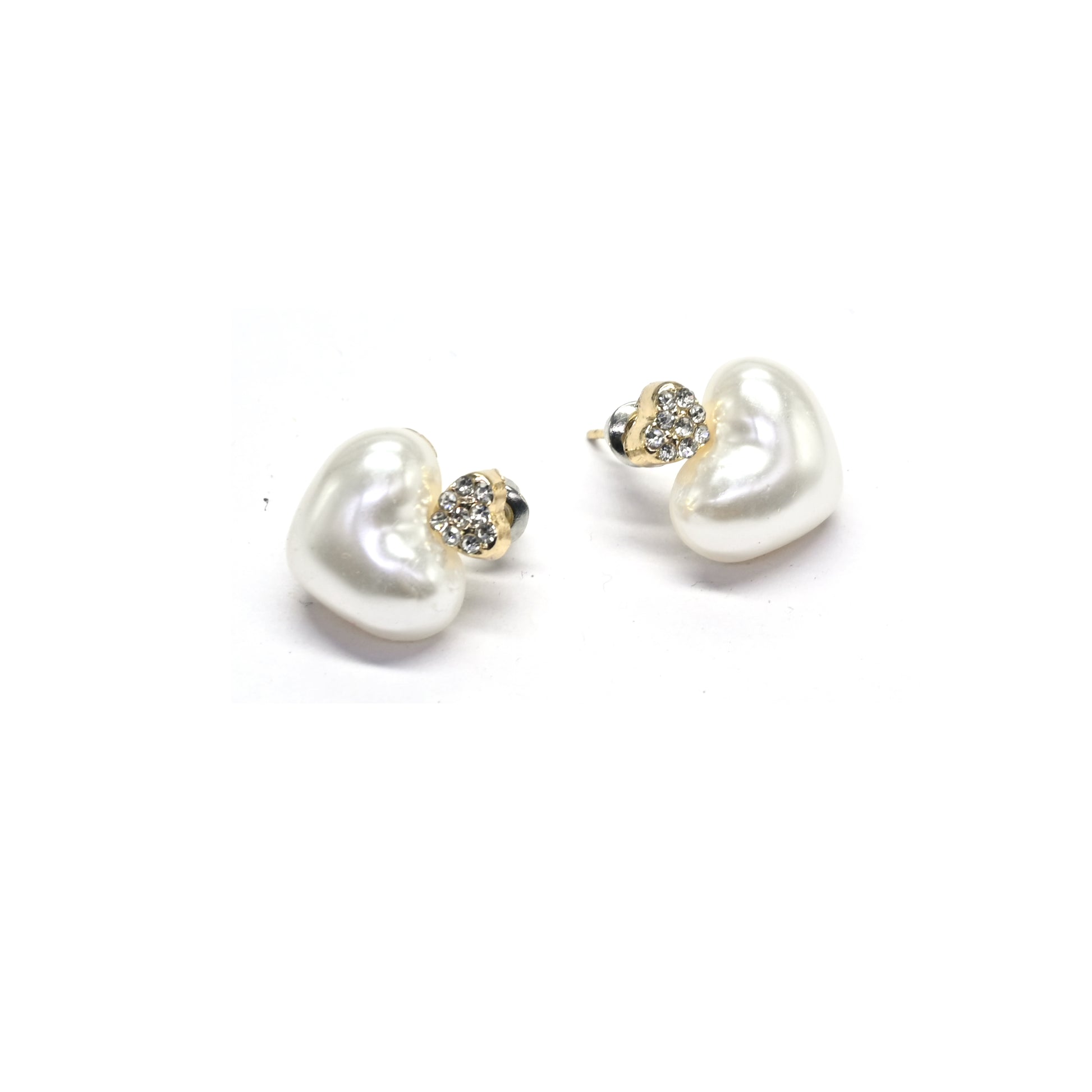 Heart Of Pearl Stud Earrings