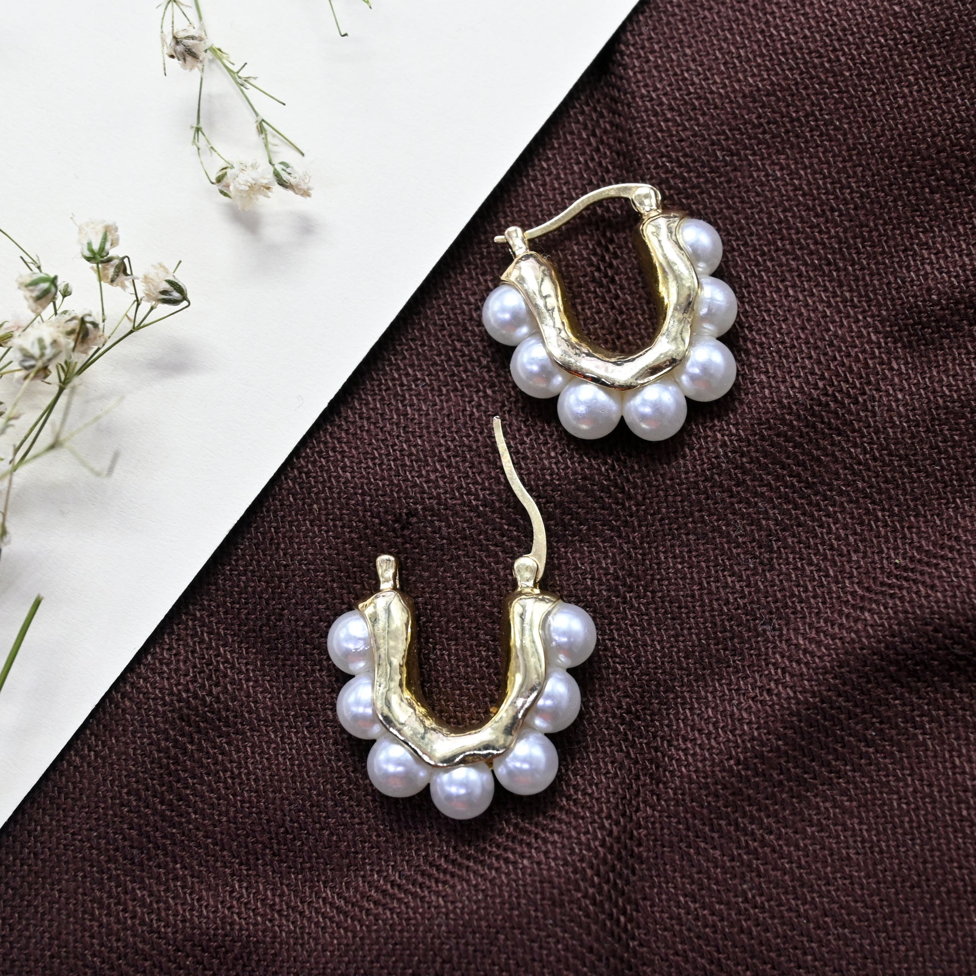 Pearl Loop Hoop Earrings