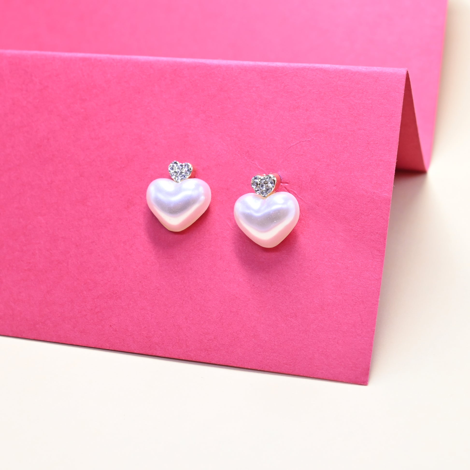 Heart Of Pearl Stud Earrings