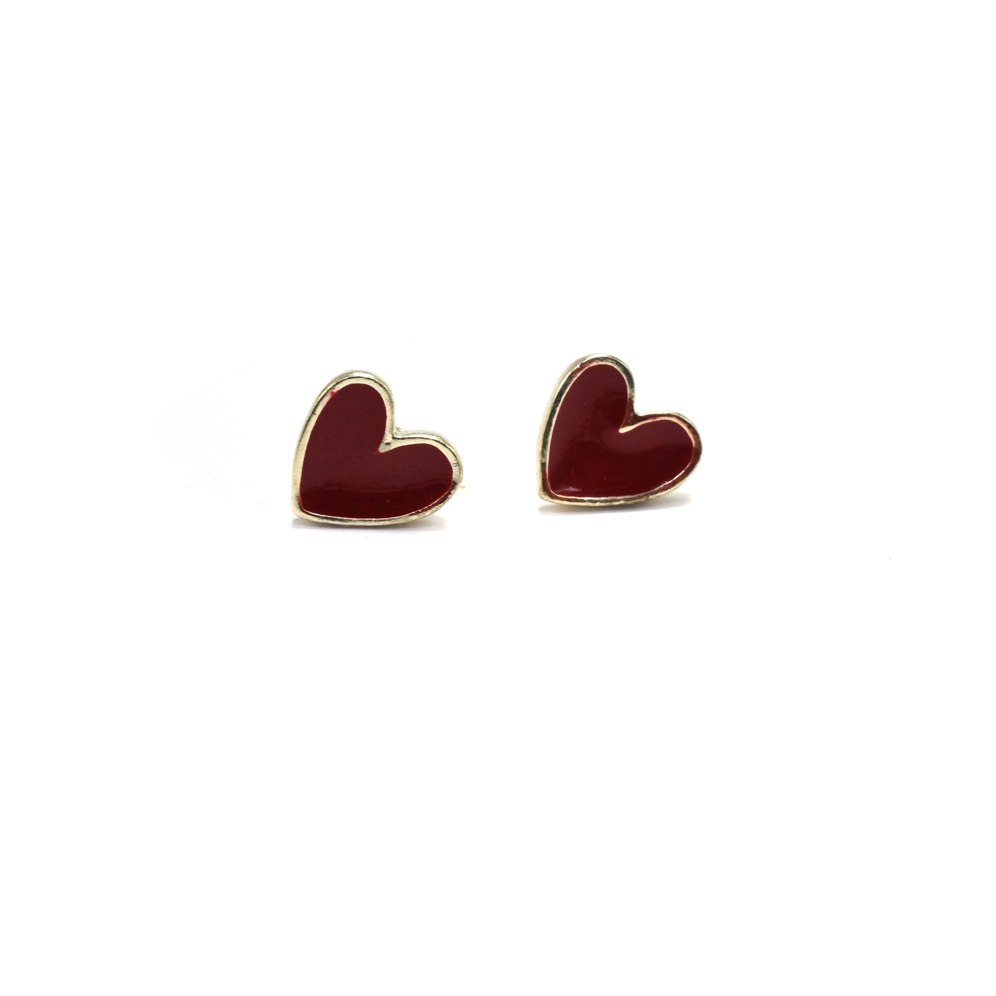Scarlet Heart Stud Earrings