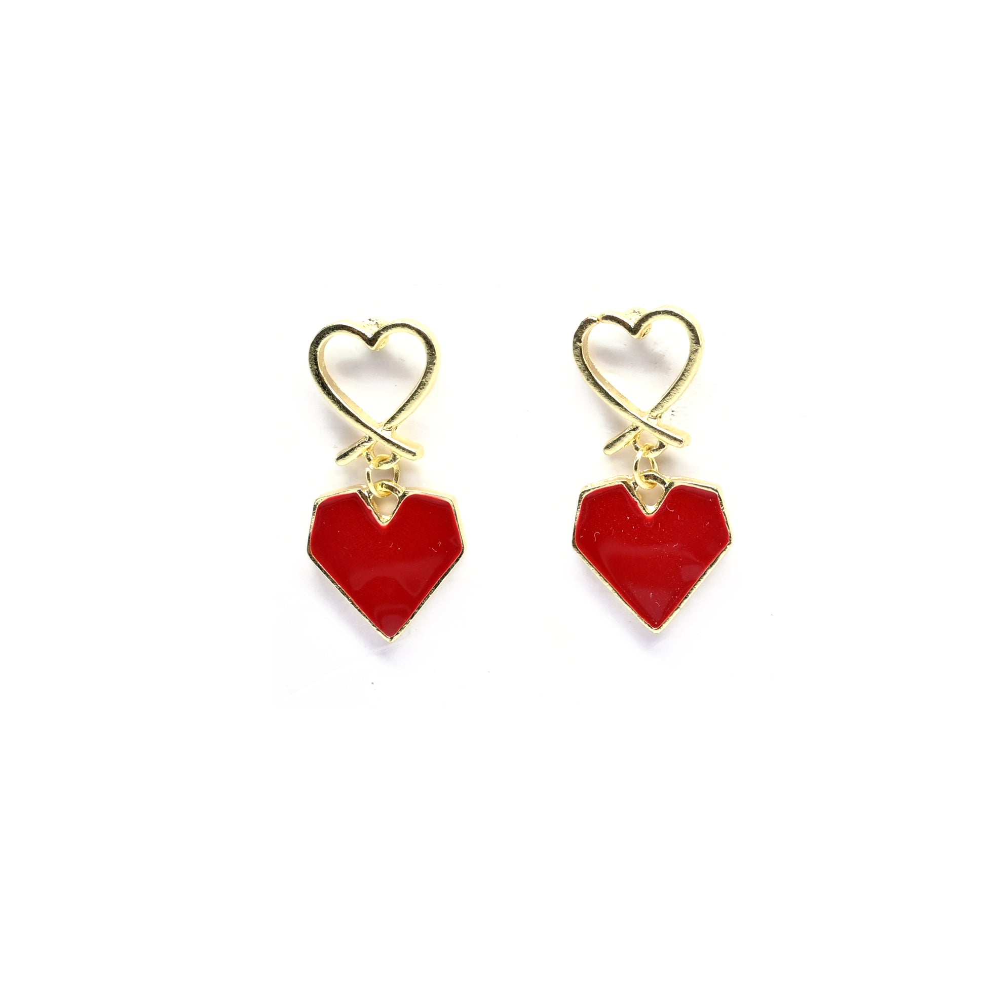 Crimson Love Heart Earrings