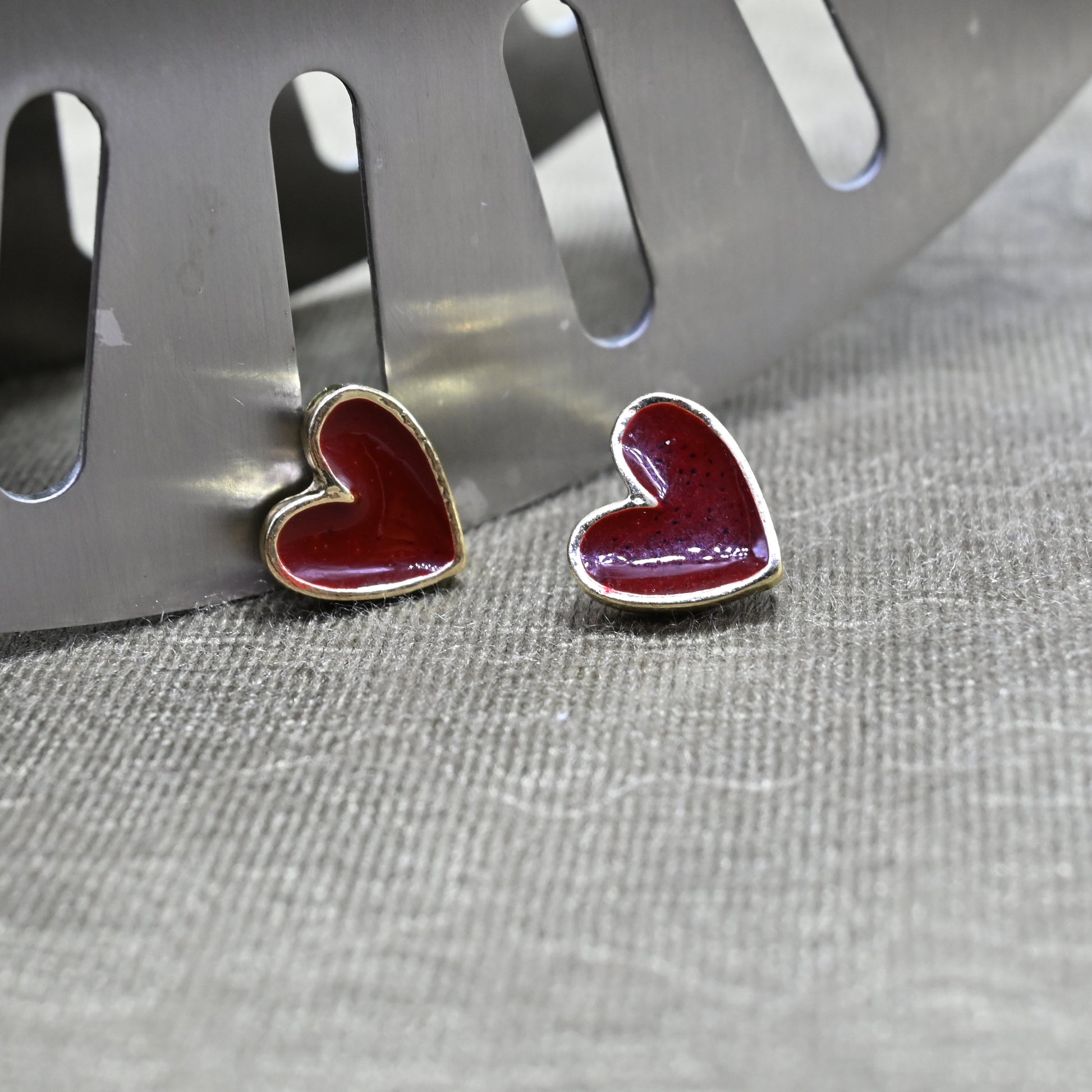 Scarlet Heart Stud Earrings