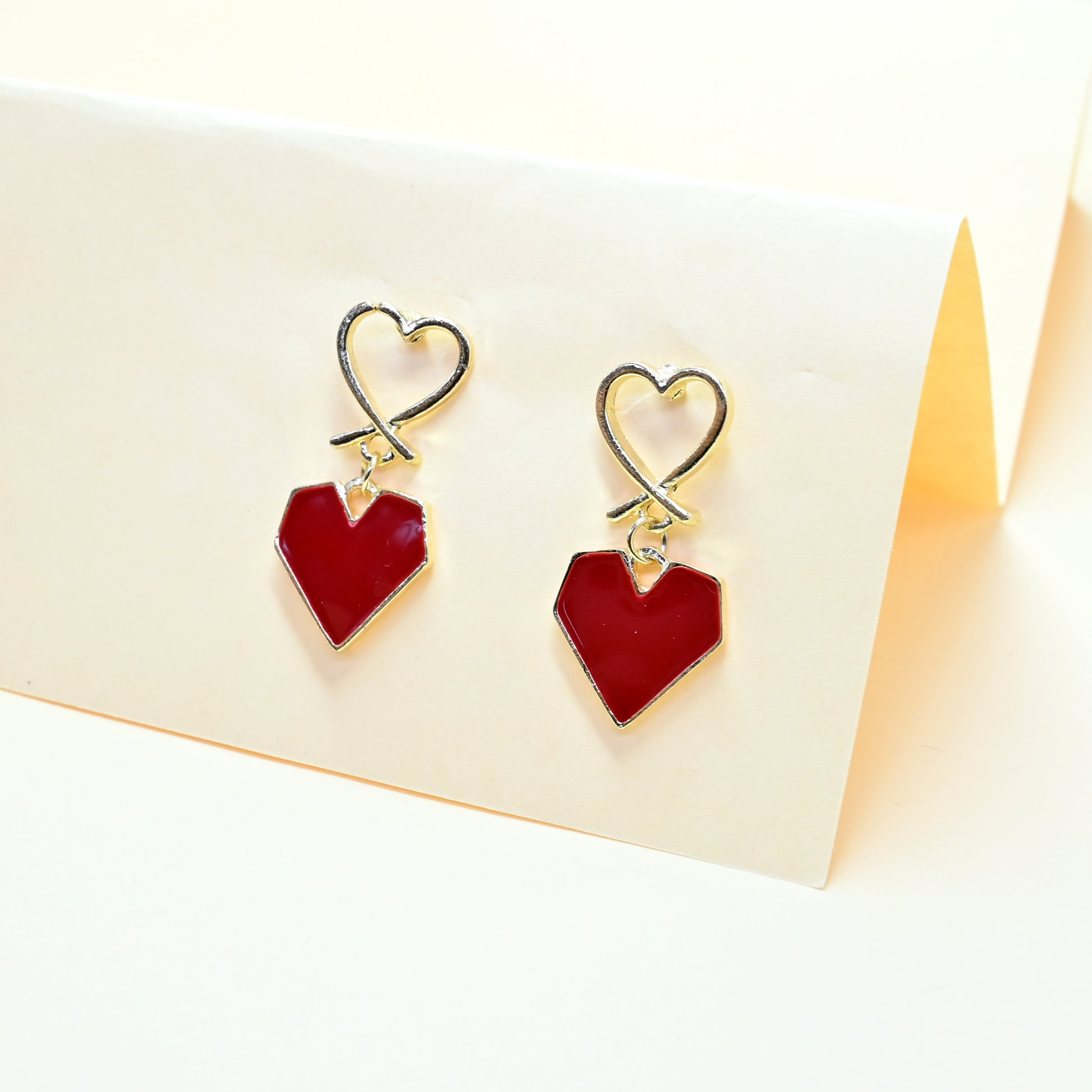 Crimson Love Heart Earrings