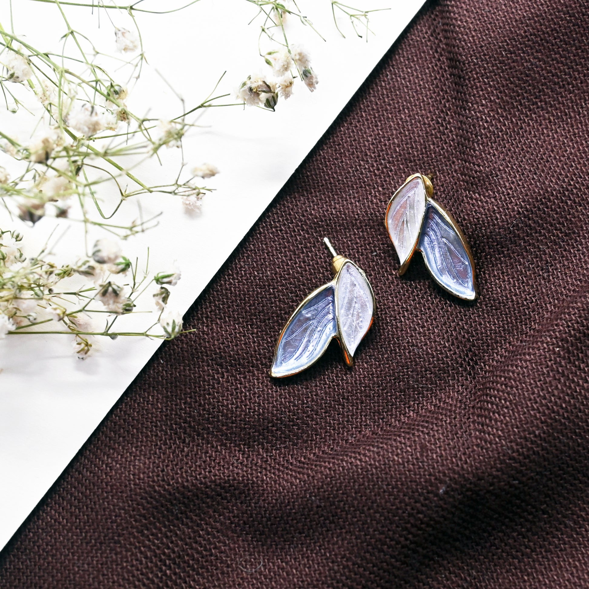 Grey Petals Stud Earrings